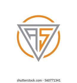 initial letter logo triangle circle grey orange