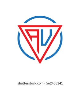initial letter logo triangle circle red blue color