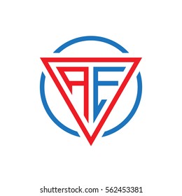 initial letter logo triangle circle red blue color