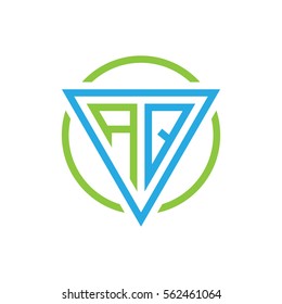 initial letter logo triangle circle blue green
