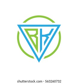 initial letter logo triangle circle blue aqua green