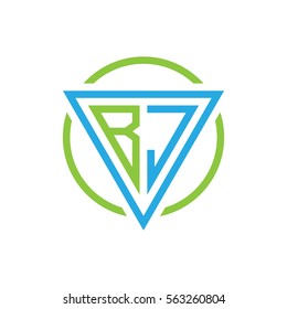 initial letter logo triangle circle blue aqua green