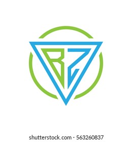 initial letter logo triangle circle blue aqua green