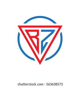 initial letter logo triangle circle red blue