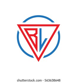 initial letter logo triangle circle red blue