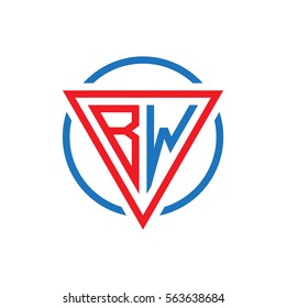 initial letter logo triangle circle red blue