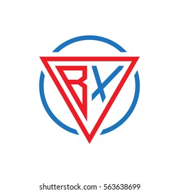 initial letter logo triangle circle red blue