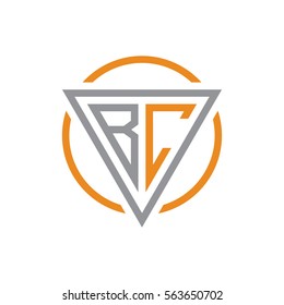 initial letter logo triangle circle grey orange