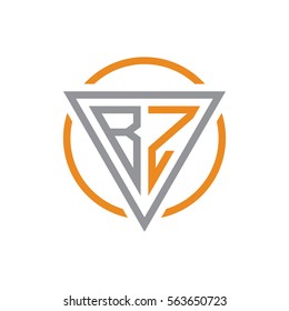 initial letter logo triangle circle grey orange