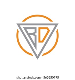 initial letter logo triangle circle grey orange