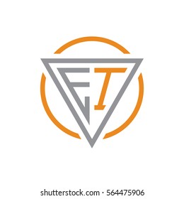 initial letter logo triangle circle grey orange