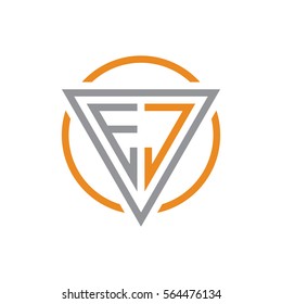 initial letter logo triangle circle grey orange