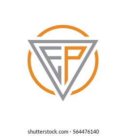 initial letter logo triangle circle grey orange