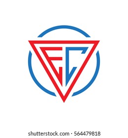 initial letter logo triangle circle red blue