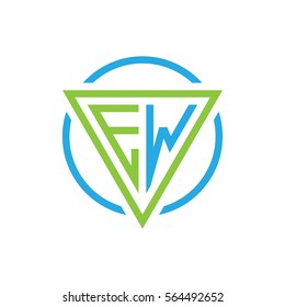 initial letter logo triangle circle blue green