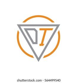 initial letter logo triangle circle grey orange