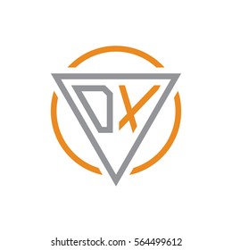 initial letter logo triangle circle grey orange