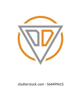 initial letter logo triangle circle grey orange