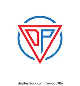 initial letter logo triangle circle red blue