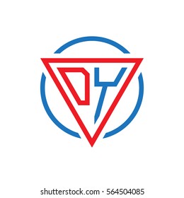 initial letter logo triangle circle red blue