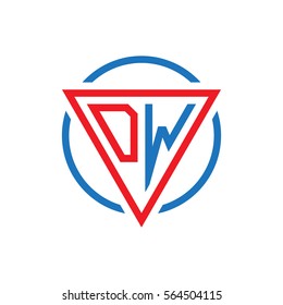 initial letter logo triangle circle red blue