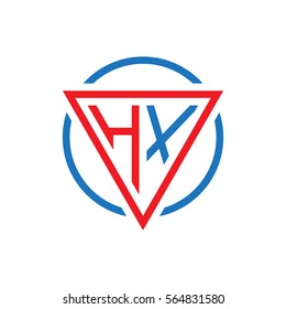 initial letter logo triangle circle red blue