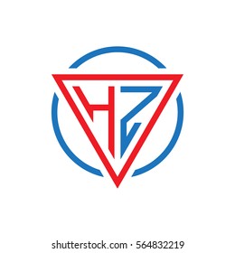 initial letter logo triangle circle red blue