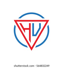 initial letter logo triangle circle red blue