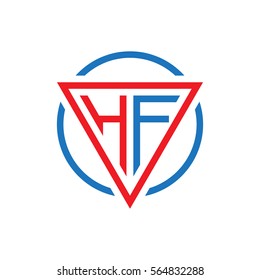 initial letter logo triangle circle red blue