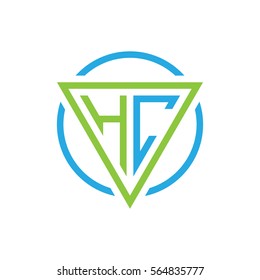 initial letter logo triangle circle blue green