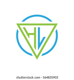 initial letter logo triangle circle blue green