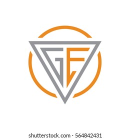 initial letter logo triangle circle grey orange