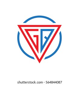 initial letter logo triangle circle red blue
