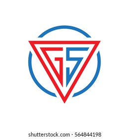 initial letter logo triangle circle red blue