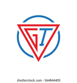 initial letter logo triangle circle red blue