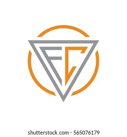 initial letter logo triangle circle grey orange