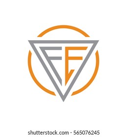 initial letter logo triangle circle grey orange