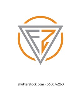 initial letter logo triangle circle grey orange