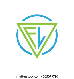 initial letter logo triangle circle blue green