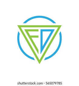 initial letter logo triangle circle blue green