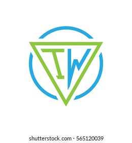 initial letter logo triangle circle blue green