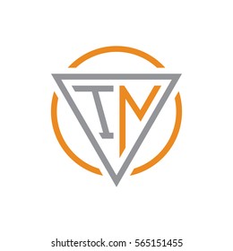 initial letter logo triangle circle grey orange