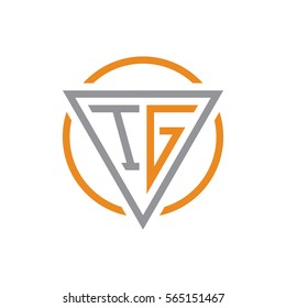 initial letter logo triangle circle grey orange