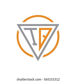 initial letter logo triangle circle grey orange