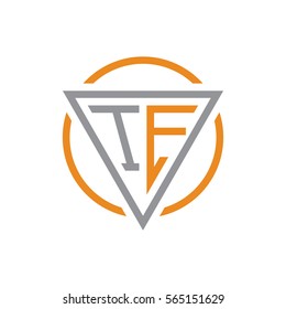 initial letter logo triangle circle grey orange