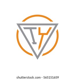 initial letter logo triangle circle grey orange