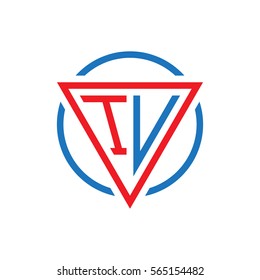 initial letter logo triangle circle red blue