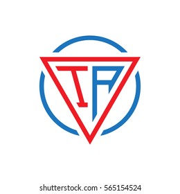 initial letter logo triangle circle red blue