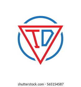 initial letter logo triangle circle red blue
