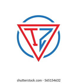 initial letter logo triangle circle red blue